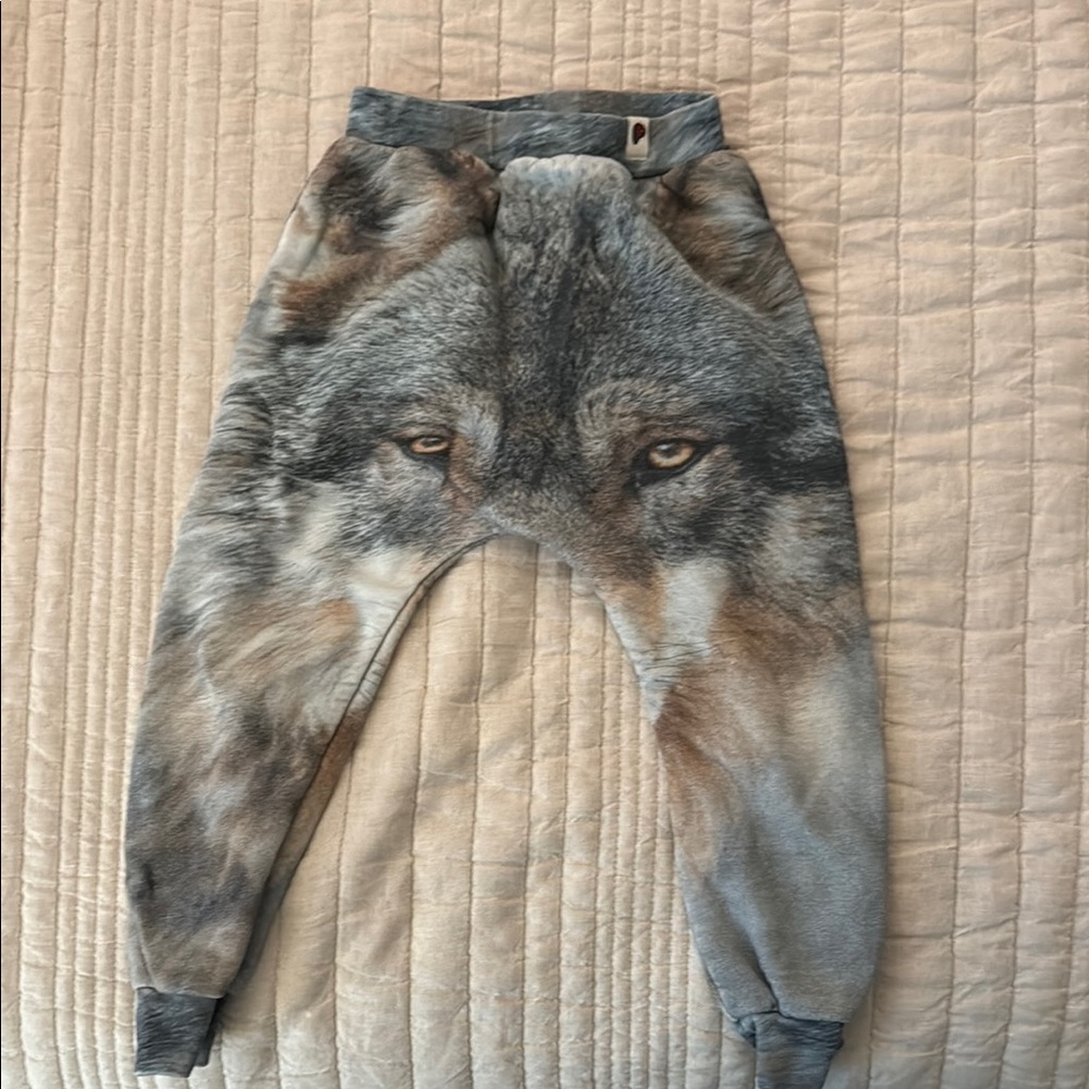 POPUPSHOP Kids Wolf Print Sweatpants - Gray and Brown
